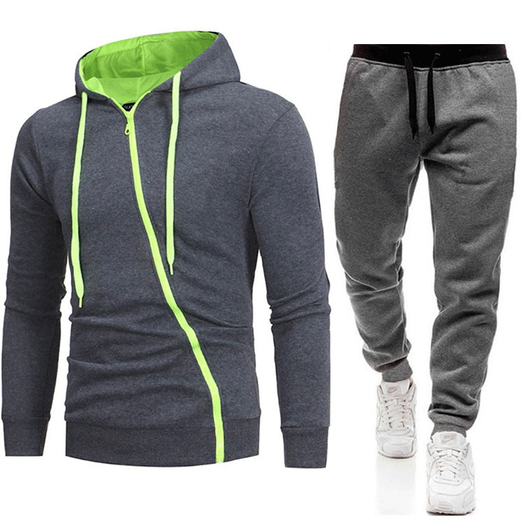 Cross-border hombre otoño y invierno nuevo hombre casual chaqueta deportiva al aire libre chaqueta encapuchada pantalones de manga larga moda