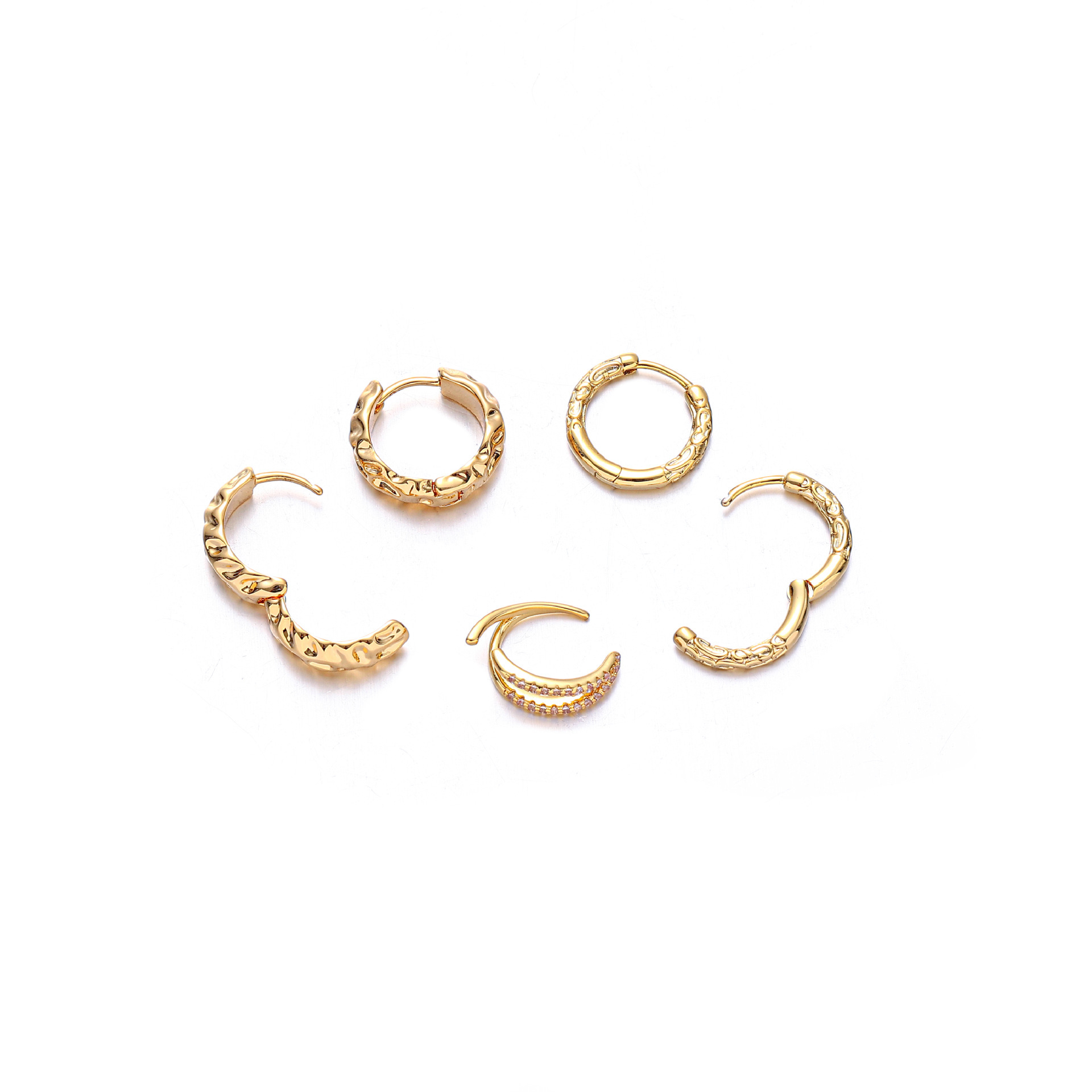 Europa y América estilo retrógrado francés de alta sensación de buckle de orejas de hueso de orejas incrustado de zircon estilo simple y versátil orejas para mujeres