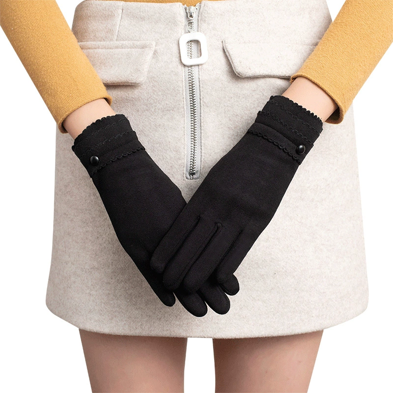  Demi-season keep warm gloves, set, velvet windproof fleece roly-poly doll