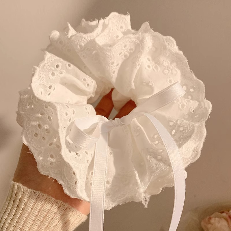 Encaje retro francés, diadema de intestino grueso, mujer 2025, nuevo estilo, cuerda para el cabello, banda de goma, lazo, dulce cuerda para el cabello, accesorios para el cabello