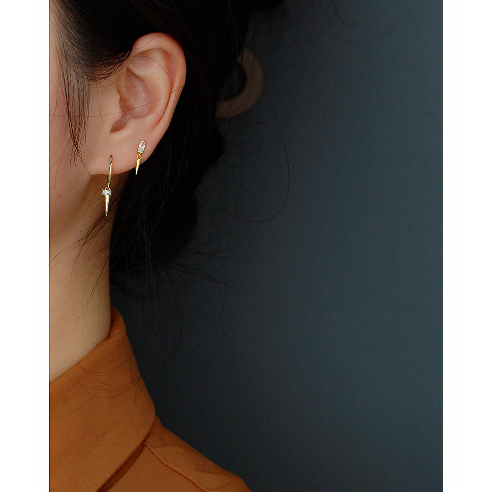 Style Simple Géométrique Argent Sterling Placage Zircon Boucles D'oreilles 1 Paire display picture 5