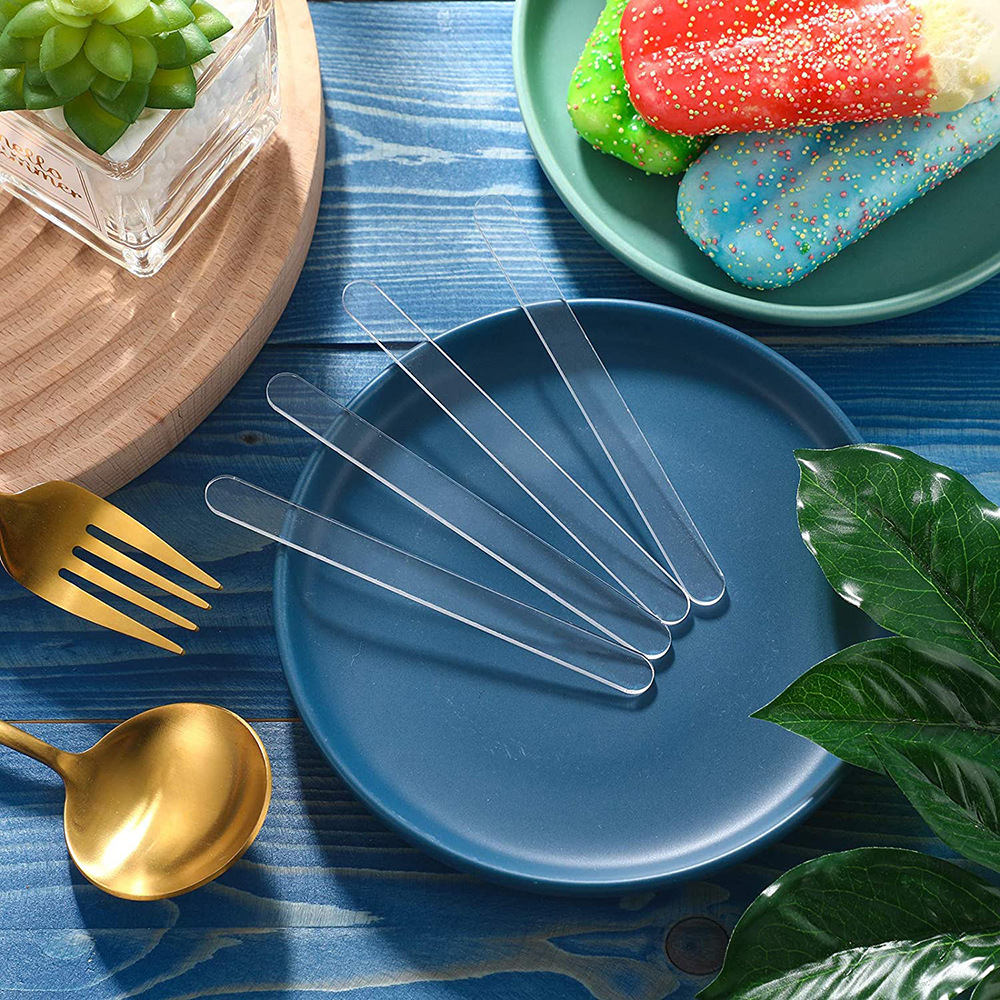 Palo de helado de acrílico transparente palo de helado reutilizable mini hecho a mano DIY artesanía palo de caramelo