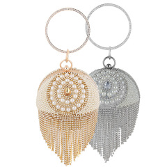 2023跨境熱賣圓形鑲鑽晚宴包手提宴會包球百搭禮服晚裝斜跨包批發