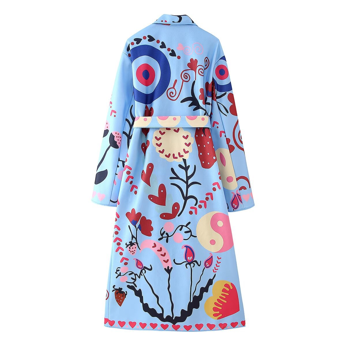 Îmbrăcăminte pentru femei 2024 toamnă-iarnă colecție nouă palton lung cu rever colorat și curea decorativă_voghion.com