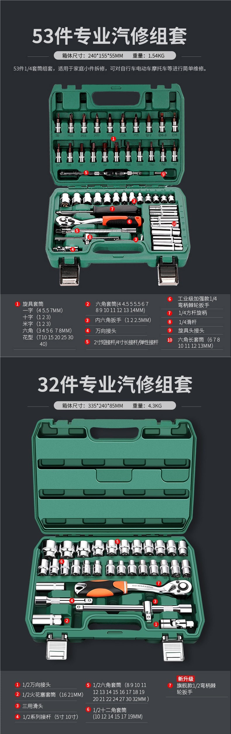 Green Forest Auto Repair Tool Set Ratchet Quick Socket Wrench Sleeve Car Repair Motorcycle Repair Combination