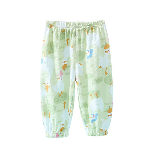 Anti-mosquito pants for babies and children, summer, thin, baby A, pure cotton casual sports pants for boys and girls. Loose outerwear treasure