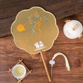 中国风团扇双面刺绣古风扇子苏绣女汉服旗袍八瓣绣花圆扇绢布手工