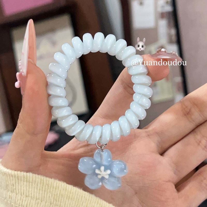 Ins清新ゼリー色桜電話線ヘアリング甘い少女心髪ひも皮筋プリンセス風ヘアアクセサリー|undefined