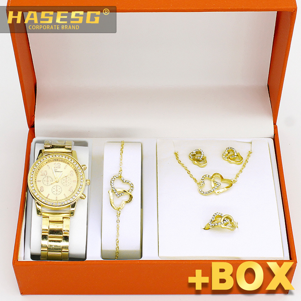 5 pcs/set wristwatch new watch ladies bracelet necklace suit foreign trade quartz watch five-piece set