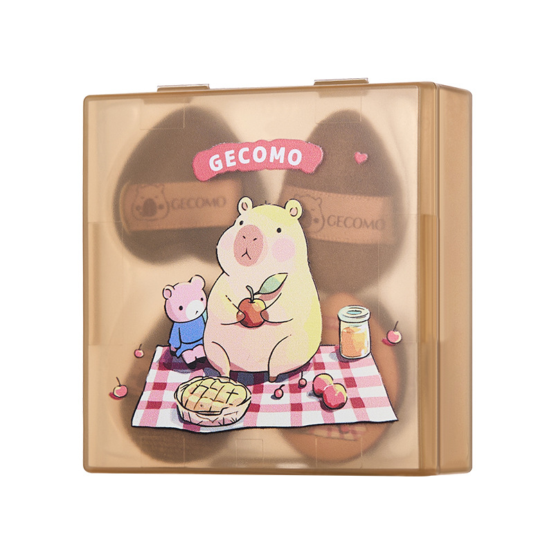 GECOMO Kapibala Thumb Puff Set no es fácil de comer polvo flocado suave, seco y húmedo cojín de aire Puff