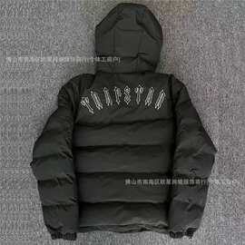 Trapstar羽绒棉服保暖男士外套连帽黑色加厚冬季男青春流行1824岁