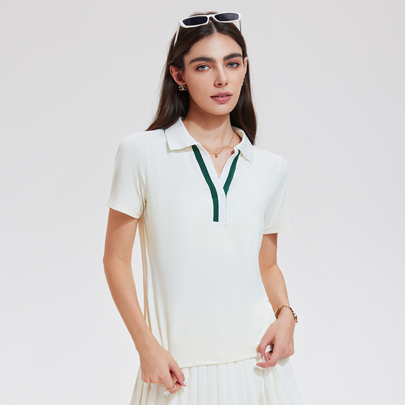 Camiseta deportiva de color de alta gama, ropa de tenis de mujer, polo de mangas cortas, golf, secado rápido, chaqueta transpirable
