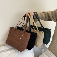 2025条绒秋冬季新款手提包女休闲纯色简约单肩包日常出行通勤女包