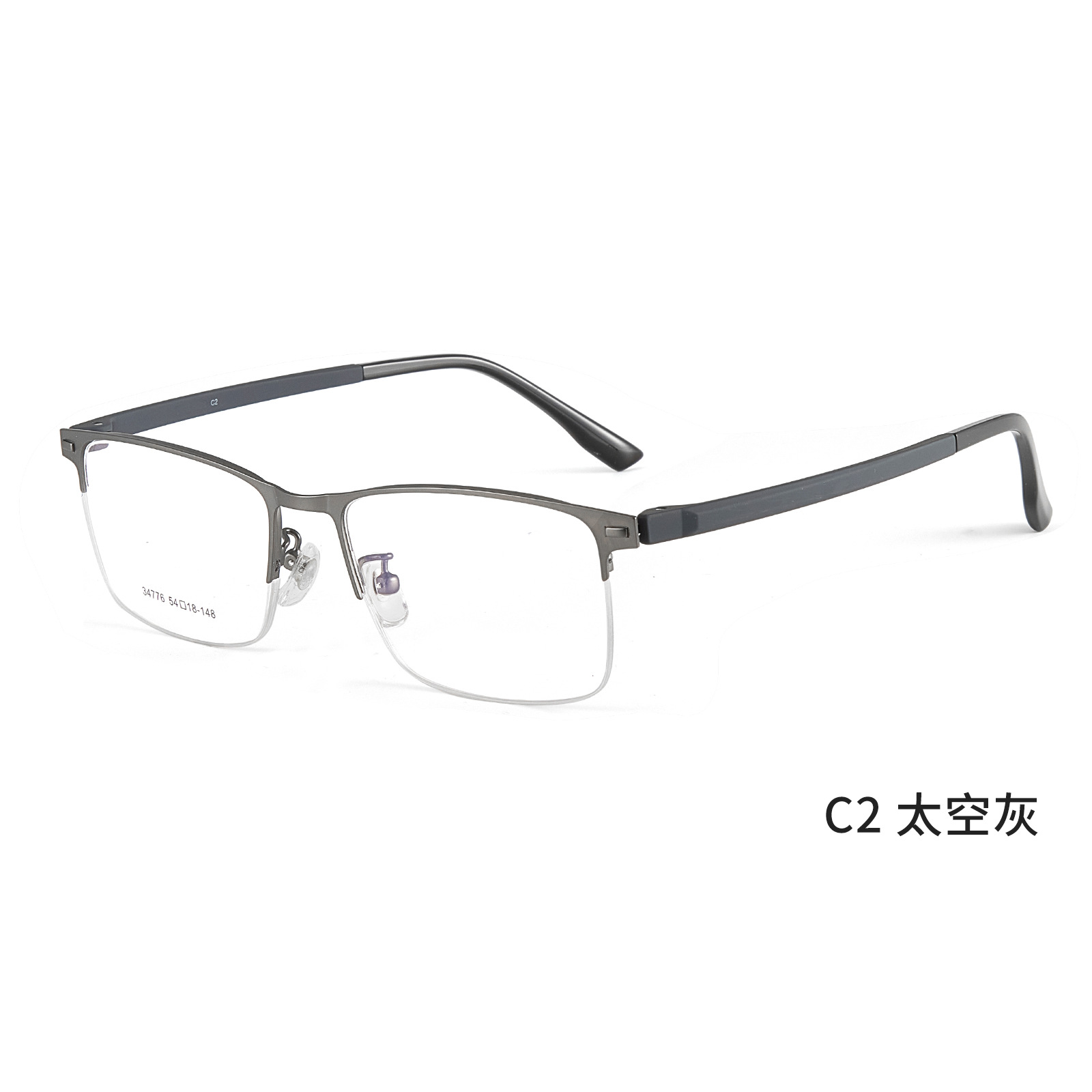 Mayorista de gafas metálicas masculinas de politecnología de transporte de negocios de aleación de medio marco marco de gafas de acero antideslizante con gafas al por mayor