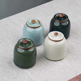 陶瓷茶叶罐汝窑密封罐户外便携小茶罐家用迷你普洱储存罐空盒茶仓