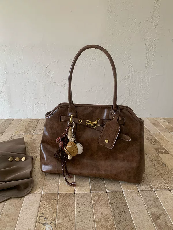 Universal retro capacious shoulder bag, small design one-shoulder bag