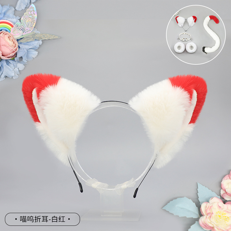 De una sola pieza hecha a mano de peluche Lolita diadema de oreja de gato KC accesorios para el cabello bestia oído tocado Fox oreja horquilla