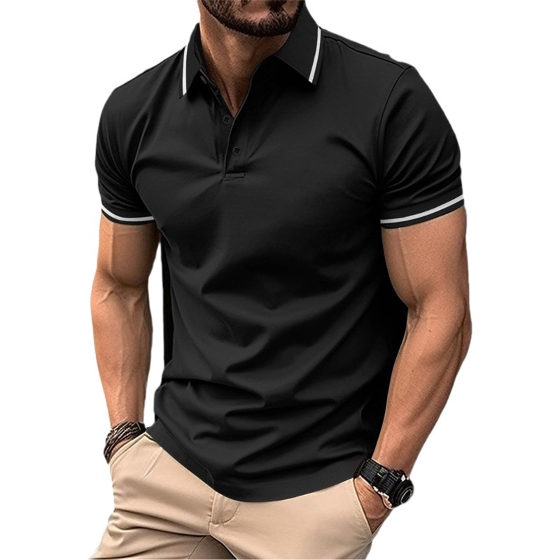 Europa y América Is Cross-border 2024 verano AliExpress Amazon camiseta hombres botones cuello acanalado camiseta deportiva polo
