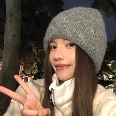 秋冬慵懒风蝴蝶结毛线帽子女韩系户外休闲防风保暖帽甜美可爱冷帽