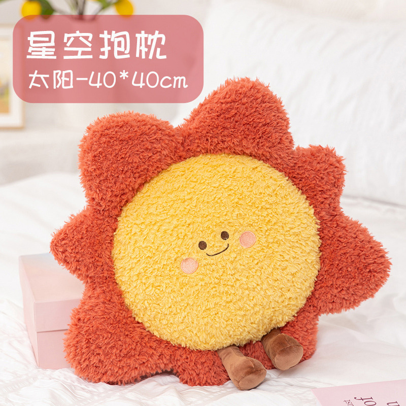Arco iris luna sol estrellas almohada lindo sofá cojín regalo juguetes de peluche emoticona divertida al por mayor