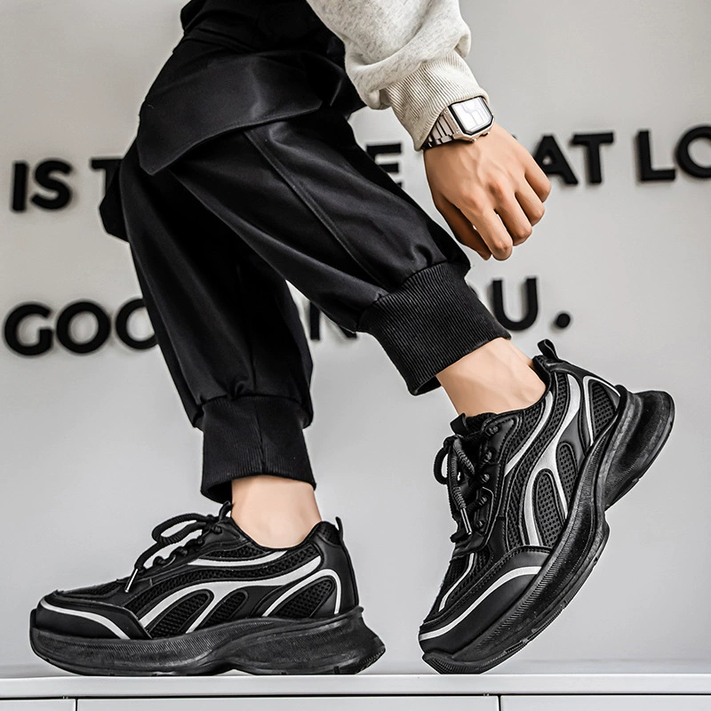 Модные мужские кроссовки лето 2025, новые сетчатые дышащие кроссовки на толстой подошве, увеличивающие рост, универсальные спортивные повседневные кроссовки