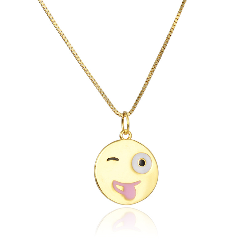 Accesorios emoticon de goteo de moda europea y americana comercio exterior transfronterizo lengua de plata esterlina juguetona colgante redondo para mujeres