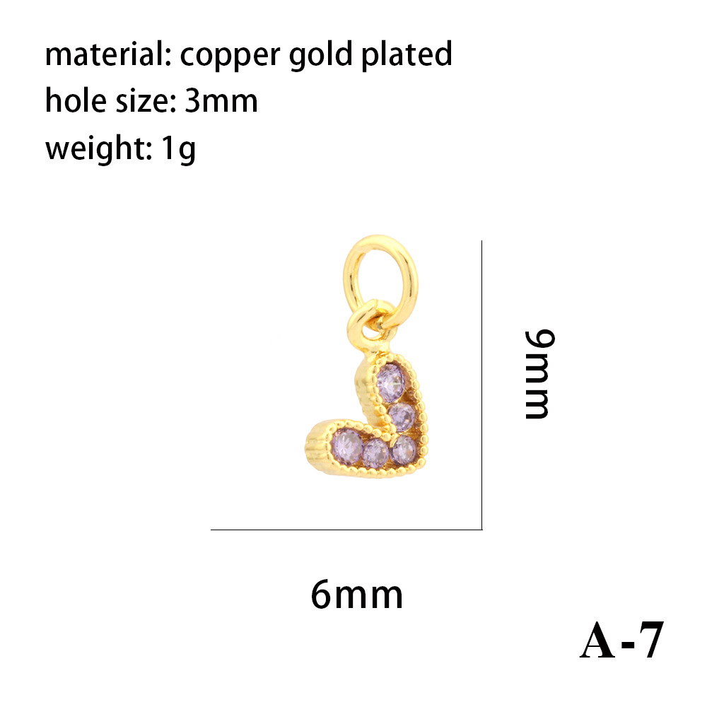 Heart Shape Pattern 1 Piece Copper Zircon 18K Gold Plated Heart Shape Polished Pendant