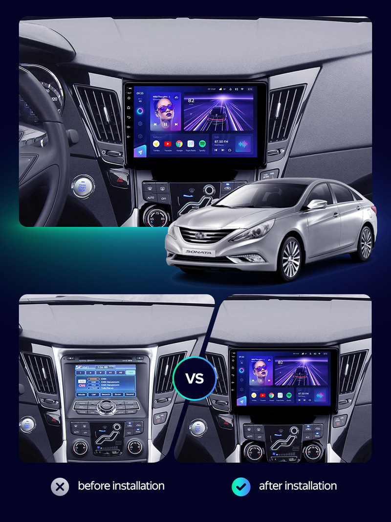Suitable for Hyundai Sonata Models from 2010-2015, Car Navigation, Carplay, Central Control Screen, Navigation All-In-One Machine, Smart Audio and Video
