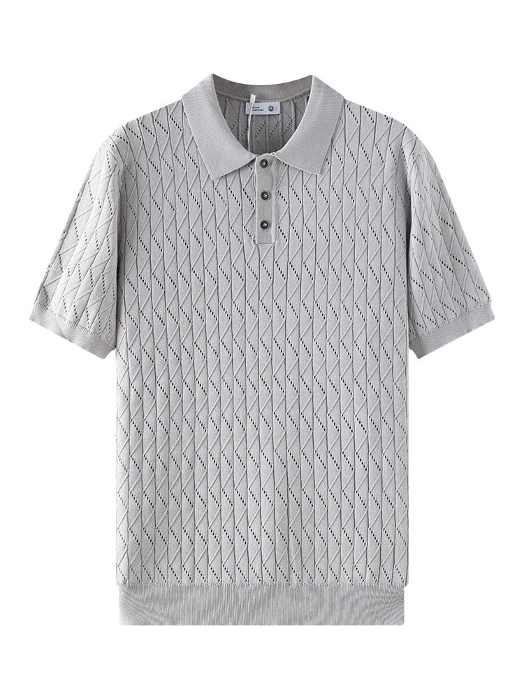 Camiseta de polo de hielo de costura de estilo antiguo, camiseta de polo de manga corta, vacío, camiseta de alto nivel transpirable, camiseta de negocios casual, camiseta superior para hombre