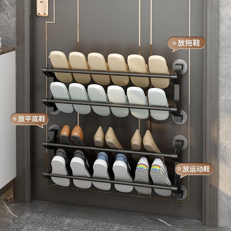 Pared del baño Soporte para zapatos colgante multifuncional Soporte para zapatos sin perforaciones para el baño Soporte para grietas en la parte trasera de la puerta al por mayor image 1