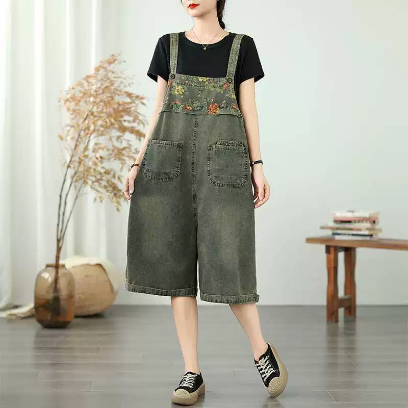 Summer denim overall, trousers, Korean style, plus size