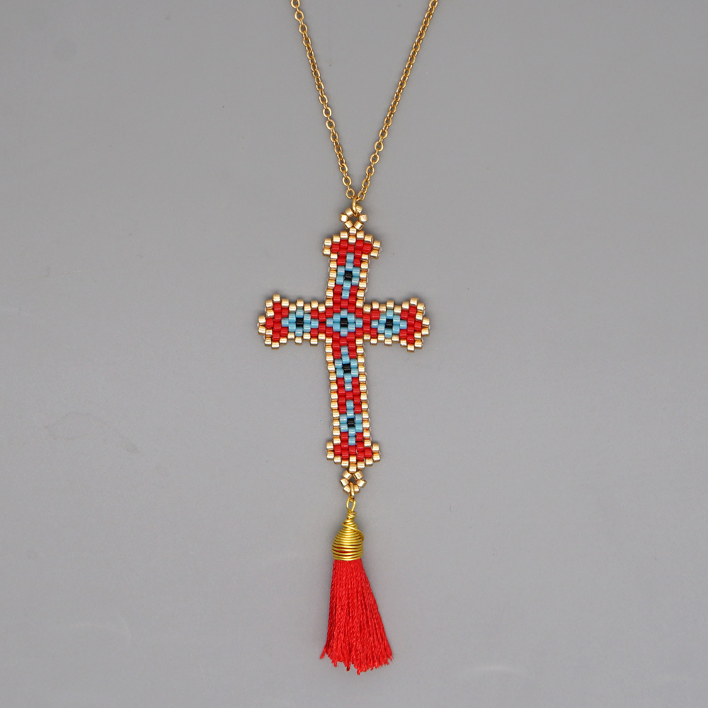 1 Piece Fashion Cross glass Plating Rhinestones Womenu0027S Pendant Necklace