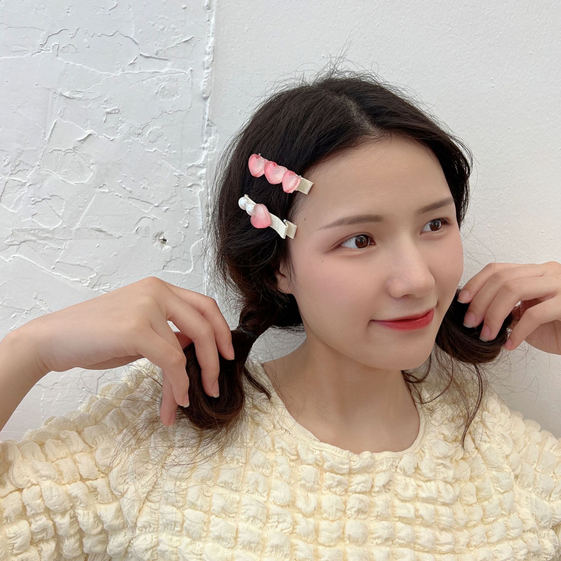 Pink Flower Small Hairclip Female Sweet Cute Hair Accessories display picture 11