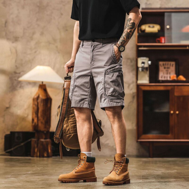American-Style Stretch Work Shorts for Men, Trendy Retro Outdoor Style with Large Pockets, Functional Loose-Fitting Five-Point Shorts 2026