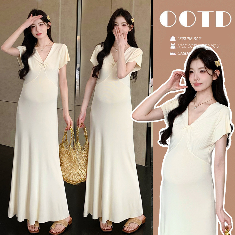 2121 Real in stock high quality Thin Cool Knitted Summer Dress for Pregnant Women