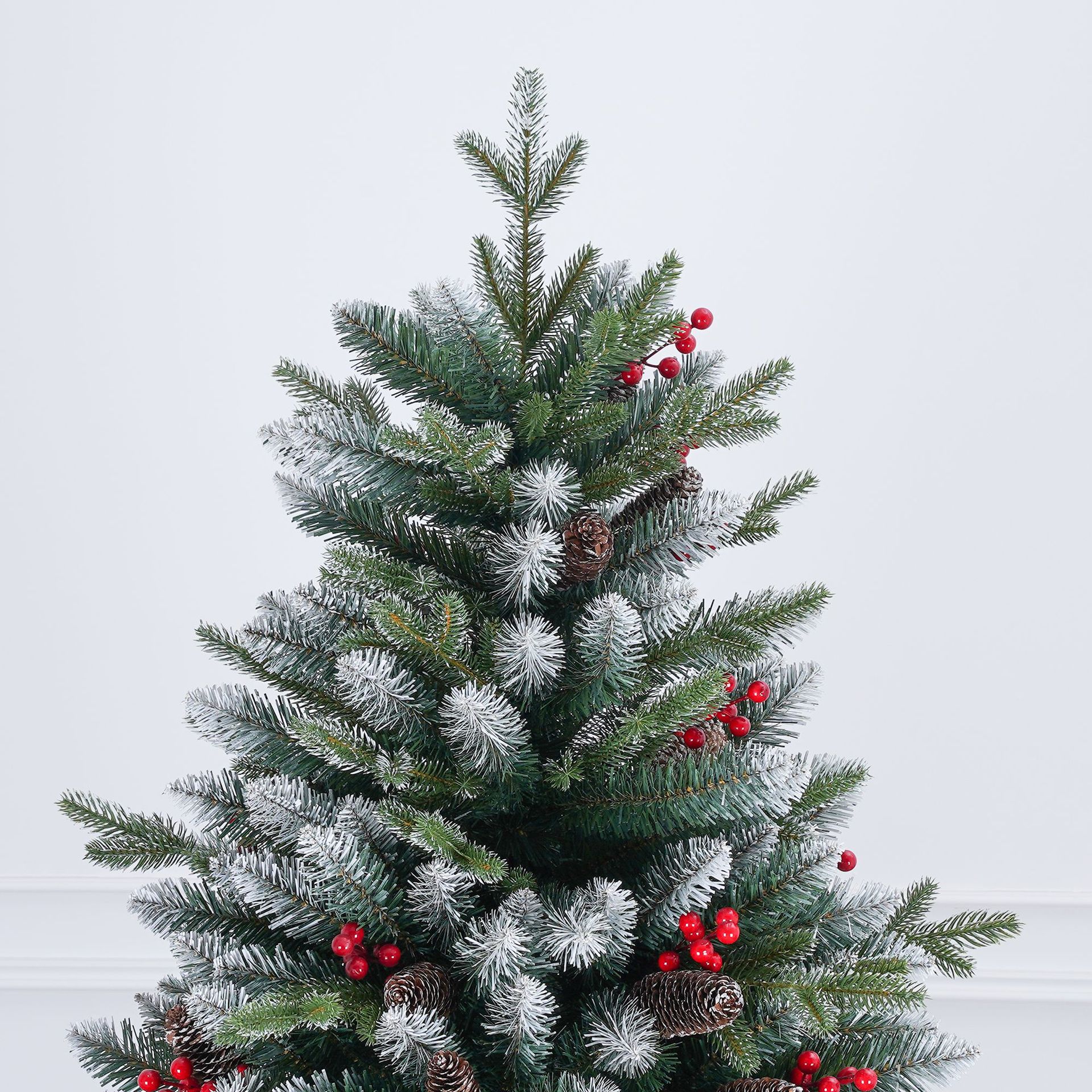 Ventas transfronterizas en caliente decoraciones de Navidad de lujo pe pinos rojos blancos mezclados árbol de Navidad imitación de nieve árbol de Navidad