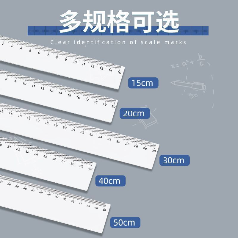Transparent Acrylic Ruler General Office School Stationery Multi-Size Thickened Student Utensils Ruler Stationery Ruler
