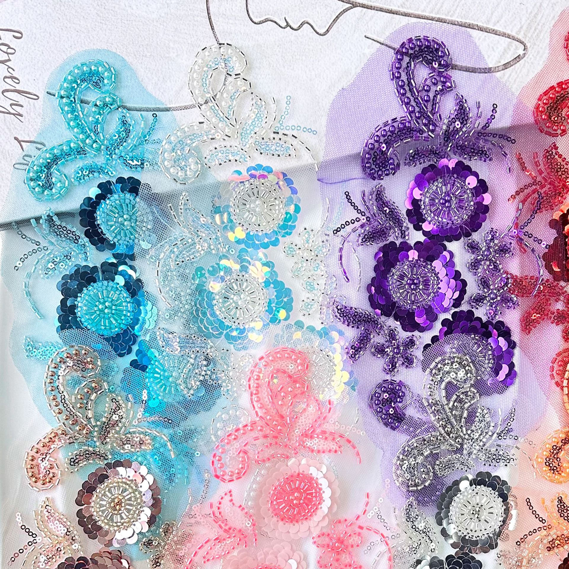 Flores tridimensionales subsidios de malla bordados perlas de clavos manuales parches vestido vestido vestido vestido de boda accesorios de decoración al por mayor image 4