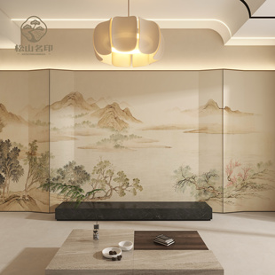 Song-Style Aesthetic Landscape Ink Painting Bedroom Living Room Tv Background Wall Wallpaper Wall Covering Workwear B&B Custom Wall Covering