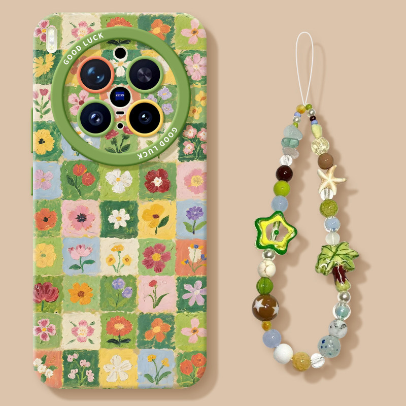 Flower-Themed Silicone Phone Case Suitable for Vivo X300 Pro, Oppo Spring Edition Find X9, Samsung S26, and Xiaomi 17 with Lanyard