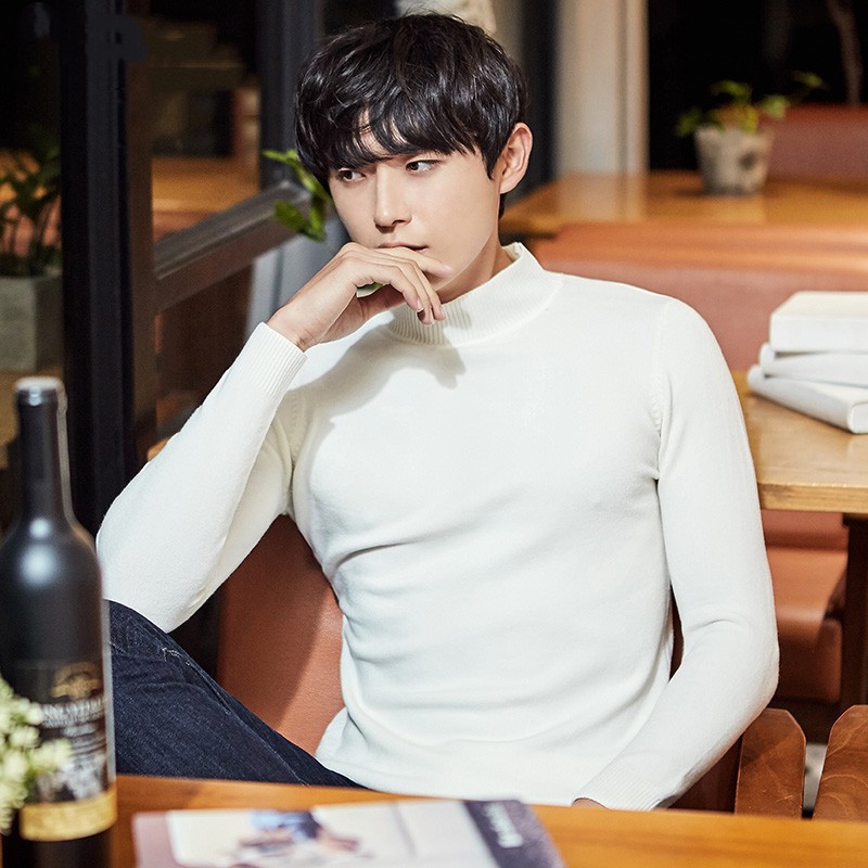 Men's Rib-Knit Turtleneck Sweater – Half-Knit Textured Layering Essential (4 Neutral Colors, M-XXXXL)_voghion.com