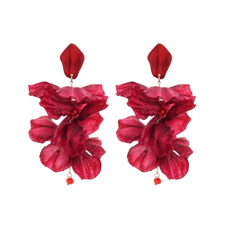 Aguja de plata, tela de circón, flores, perlas, borlas, pendientes de estilo de vacaciones, pendientes de todo fósforo de moda, sentido de diseño, nicho