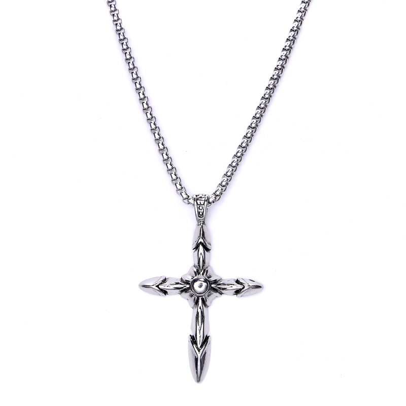 Τάση κολιέ με σταυρό, απλή προσωπικότητα χιπ χοπ, μενταγιόν για άνδρες και γυναίκες φοιτητών, αξεσουάρ αλυσίδας πουλόβερ_voghion.com