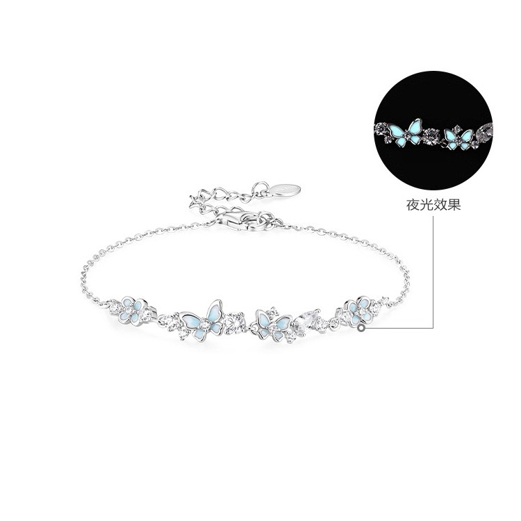 Popular Starry Night Garden Butterfly Luminous Bracelet for Women, Glowing Light Luxury Niche Design, High-End Birthday Gift for Girlfriend