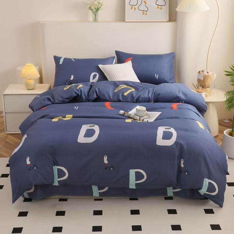 Hotel and B&B Student Dormitory Single-Piece Washable Cotton Duvet Cover, Solid Color, Simple Style, Cartoon Design, Single Bed