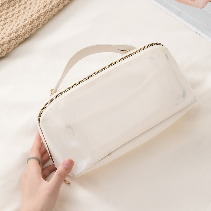 Bolsa cosmética portátil de PVC impermeable, bolsa cosmética de concha multifuncional de gran capacidad, bolsa de almacenamiento y lavado portátil de alto valor