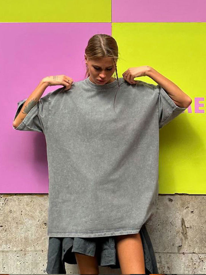 Áo thun nam tay ngắn cổ tròn cotton giặt mềm phong cách Âu Mỹ — Màu cà phê, Màu mơ, Màu tím, Màu xanh lam chi tiết 30