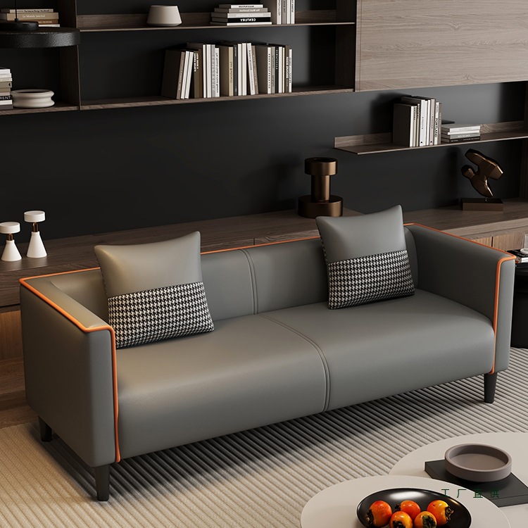 Genuine Leather Small Apartment Sofa Living Room Bedroom Apartment Double or Three Person Rest Area Beauty Salon Rental Room Mini Small Sofa