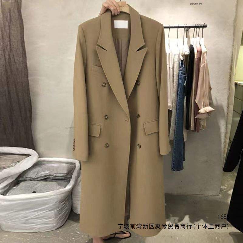 New Korean style long suit jacket, thickened and padded for autumn and winter, loose double-breasted, other styles, rabbit fur women's jacket.