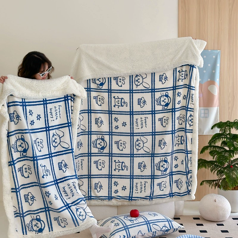 Новое Cartoon Milk Velvet Lamb Velvet Blanket Autumn and Winter Thickened Nap Blanket Office Lunch Break Air Conditioning Velvet Blanket Cover